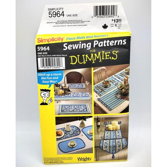 Simplicity Pattern 5964 Sewing Patterns for Dummies Place Mats Runners 2002 Uncu - Picture 7 of 11